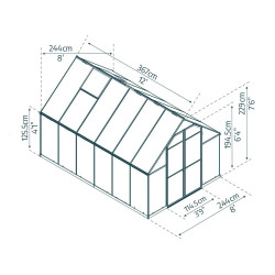 Serre en polycarbonate Essence argentée 13 m² CANOPIA