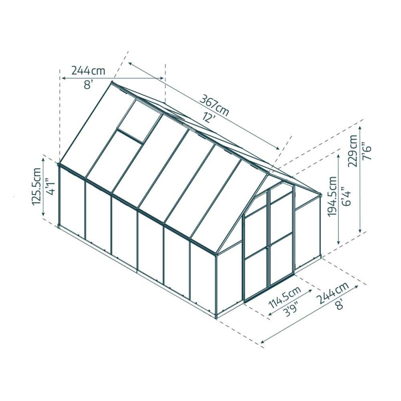 Serre en polycarbonate Essence argentée 13 m² CANOPIA