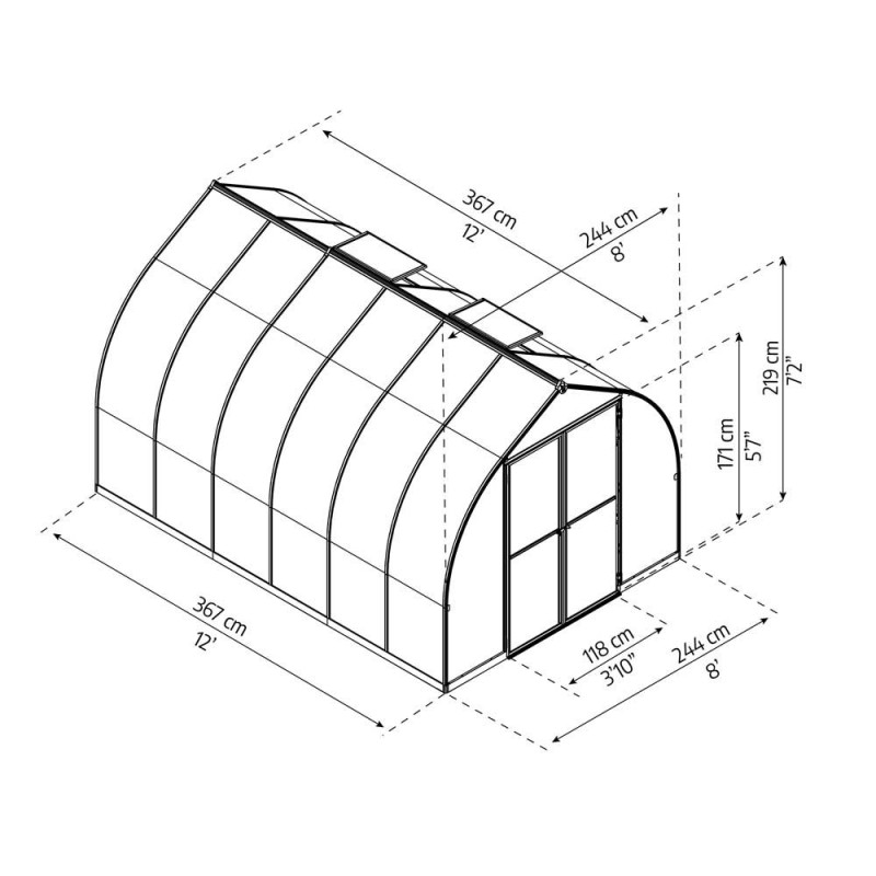 Serre en polycarbonate Bella argentée 8