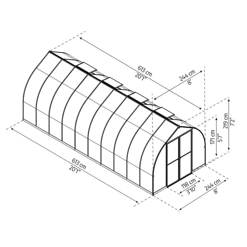 Serre en polycarbonate Bella argentée 14