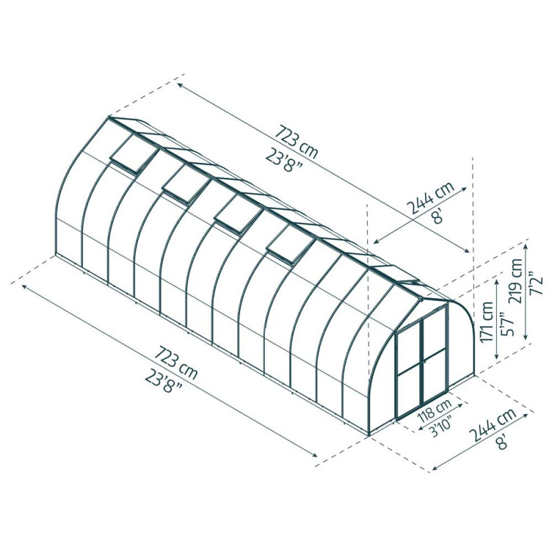 Serre en polycarbonate Bella argentée 16