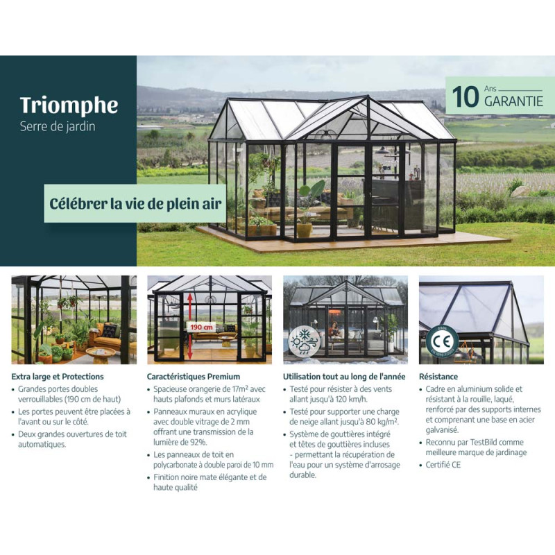 Orangerie en polycarbonate Triomphe noire 11