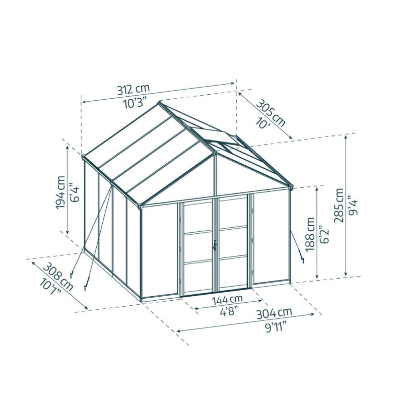 Serre en polycarbonate Aria noire 9 m² CANOPIA