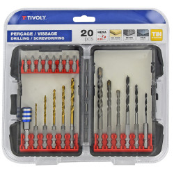 Set d'accessoires de perçage et vissage Mixte 20 pièces TIVOLY
