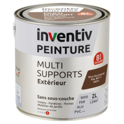 Peinture multi-supports brun normand satiné 2 L INVENTIV