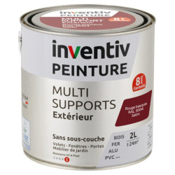 Peinture multi-supports rouge basque satiné 2 L INVENTIV