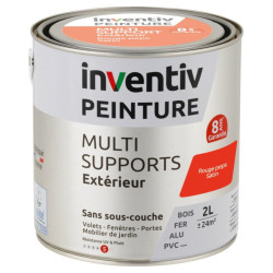 Peinture multi-supports rouge peps satiné 2 L INVENTIV