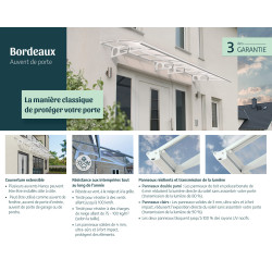 Marquise de porte Bordeaux blanche 890 x 140 cm CANOPIA