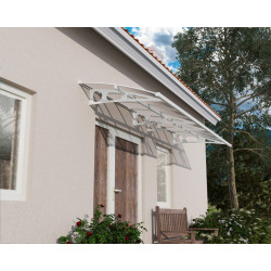 Marquise de porte Bordeaux blanche 447 x 140 cm CANOPIA