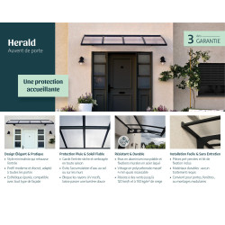 Marquise de porte Herald gris foncé 671 x 140 cm CANOPIA