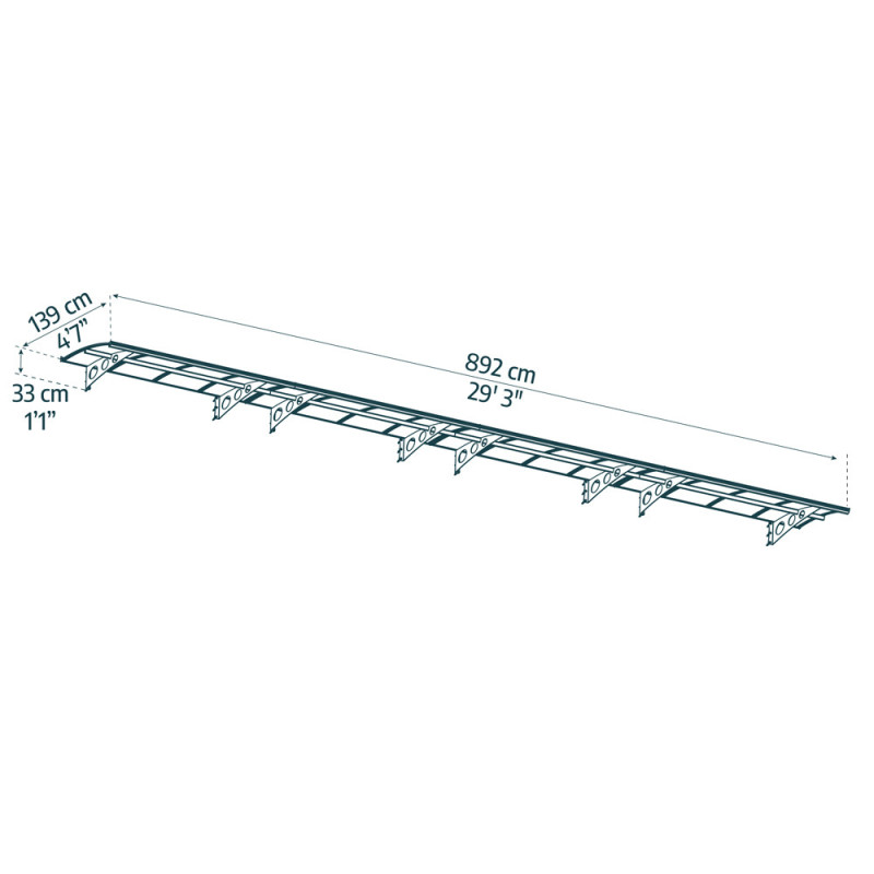 Marquise de porte Herald gris foncé 890 x 140 cm CANOPIA