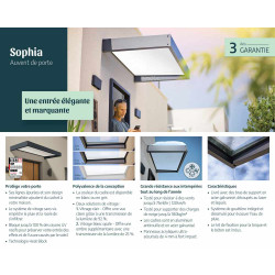 Marquise de porte Sophia blanche 215 x 95 cm CANOPIA