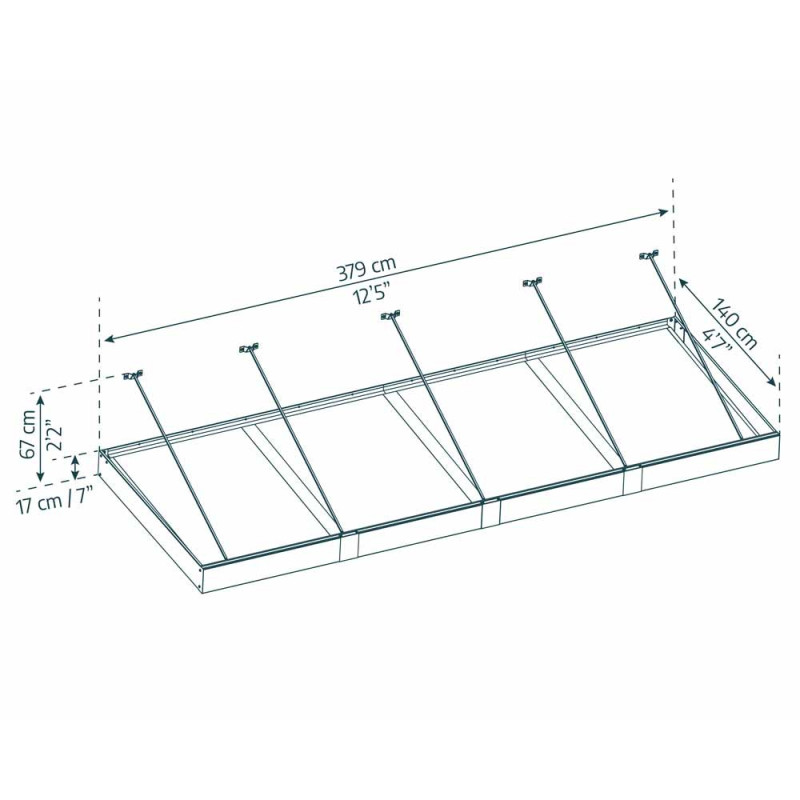 Marquise de porte Sophia XL gris foncé 379 x 140 cm CANOPIA
