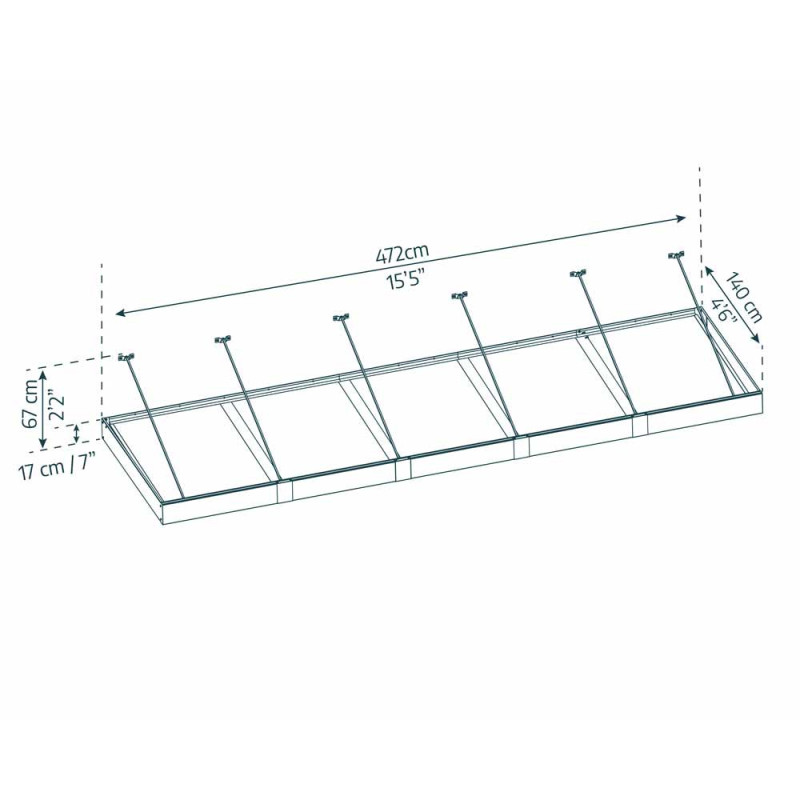 Marquise de porte Sophia XL gris foncé 472 x 140 cm CANOPIA