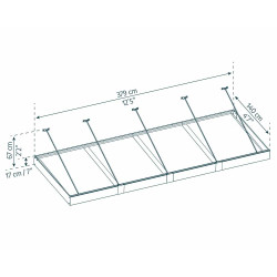 Marquise de porte Sophia XL gris foncé 380 x 140 cm CANOPIA
