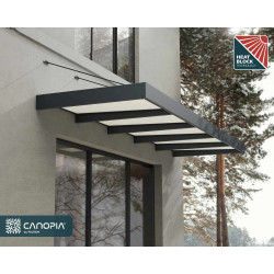 Marquise de porte Sophia XL gris foncé 470 x 140 cm CANOPIA