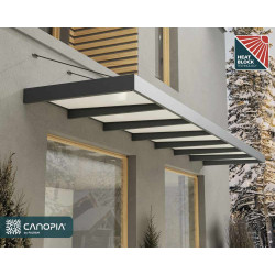Marquise de porte Sophia XL gris foncé 660 x 140 cm CANOPIA