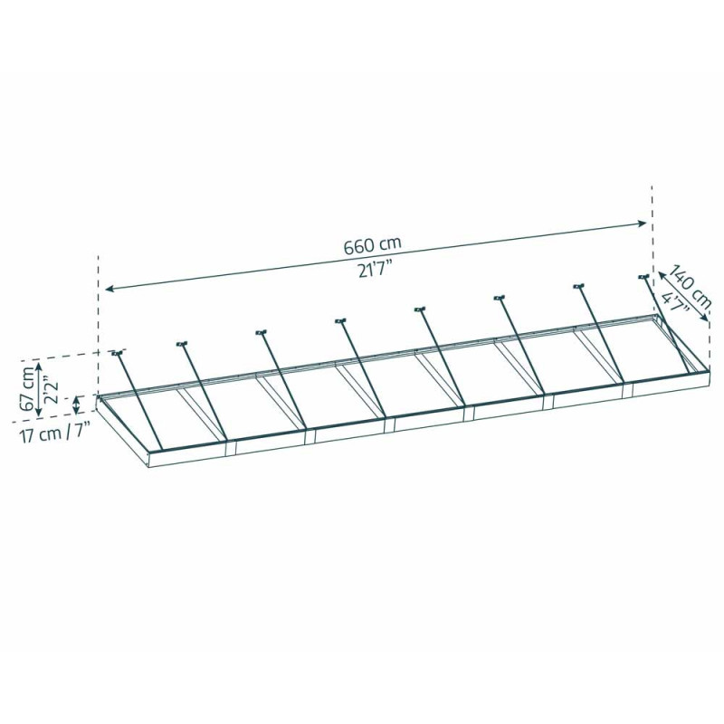 Marquise de porte Sophia XL gris foncé 660 x 140 cm CANOPIA