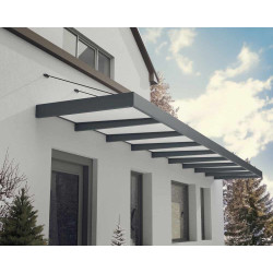 Marquise de porte Sophia XL gris foncé 850 x 140 cm CANOPIA