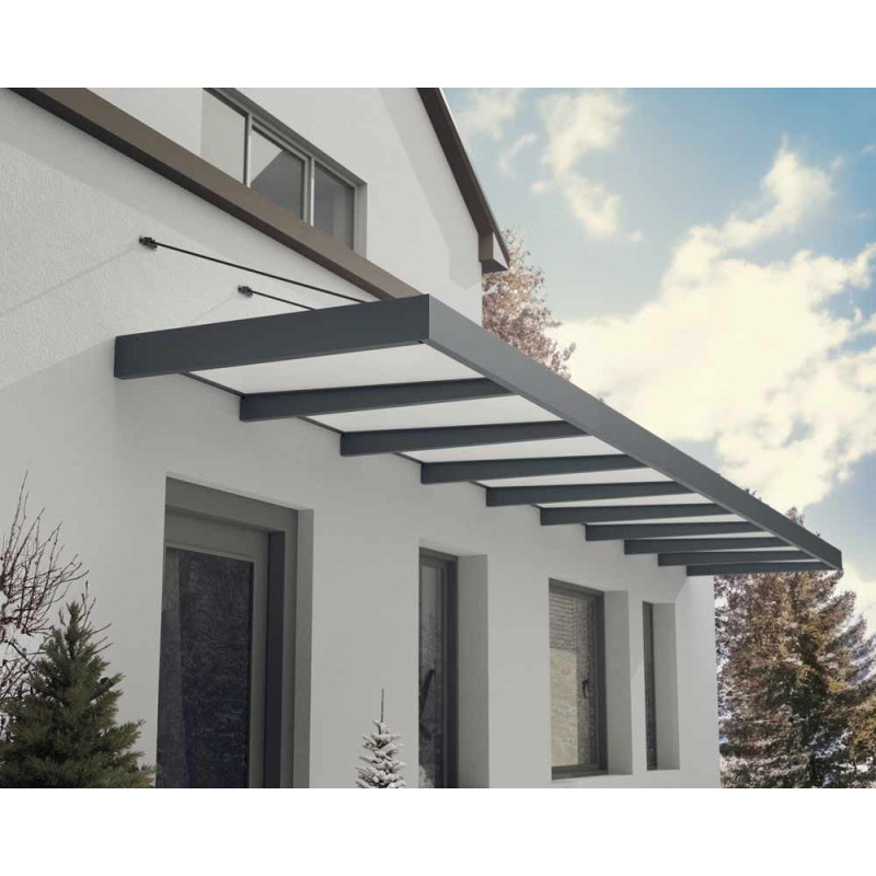 Marquise de porte Sophia XL gris foncé 850 x 140 cm CANOPIA