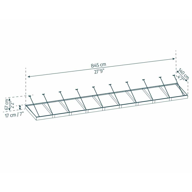 Marquise de porte Sophia XL gris foncé 850 x 140 cm CANOPIA
