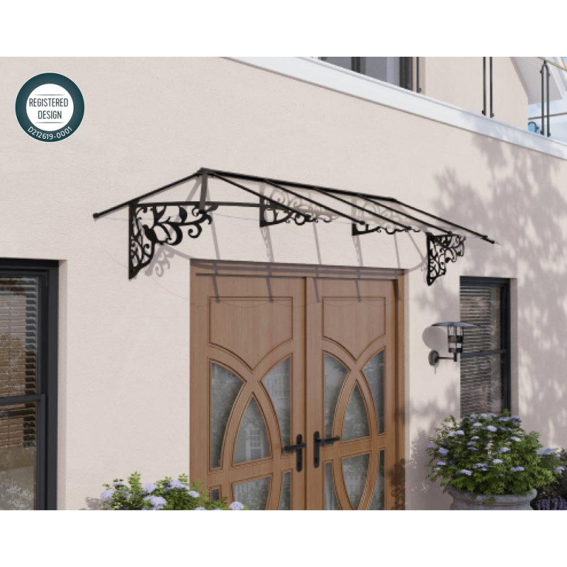 Marquise de porte Lily noire 370 x 88 cm CANOPIA