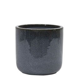 Pot en terre cuite Glazed noir fumé Ø 18 x 17 cm