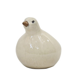 Oiseau en céramique émaillée crème 20