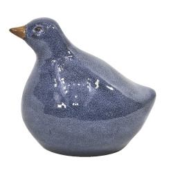 Oiseau en céramique émaillée noir fumé 25