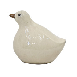 Oiseau en céramique émaillée crème 25
