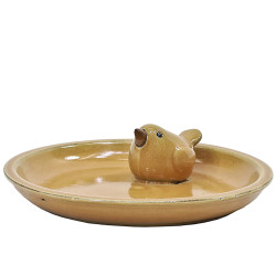 Bain d'oiseau en céramique émaillée ocre Ø 21