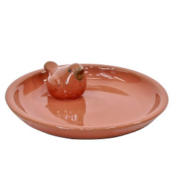 Bain d'oiseau en céramique émaillée orange Ø 21