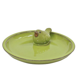 Bain d'oiseau en céramique émaillée vert Ø 21