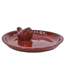 Bain d'oiseau en céramique émaillée rouge safran Ø 21