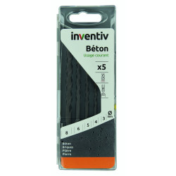 Set de foret pour béton Ø 3 - 8 mm 5 pièces INVENTIV
