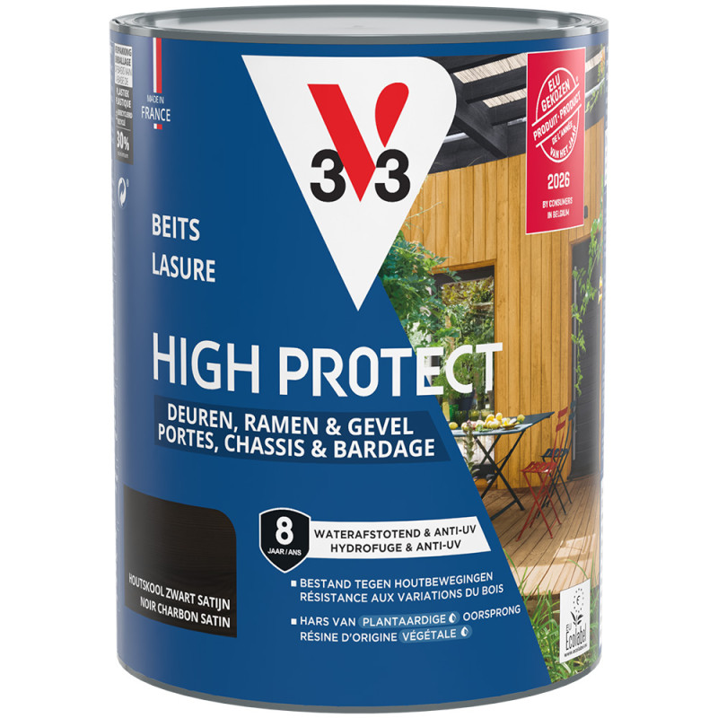 Lasure pour bois Haute Protection Noir Charbon 0,75 L | V33