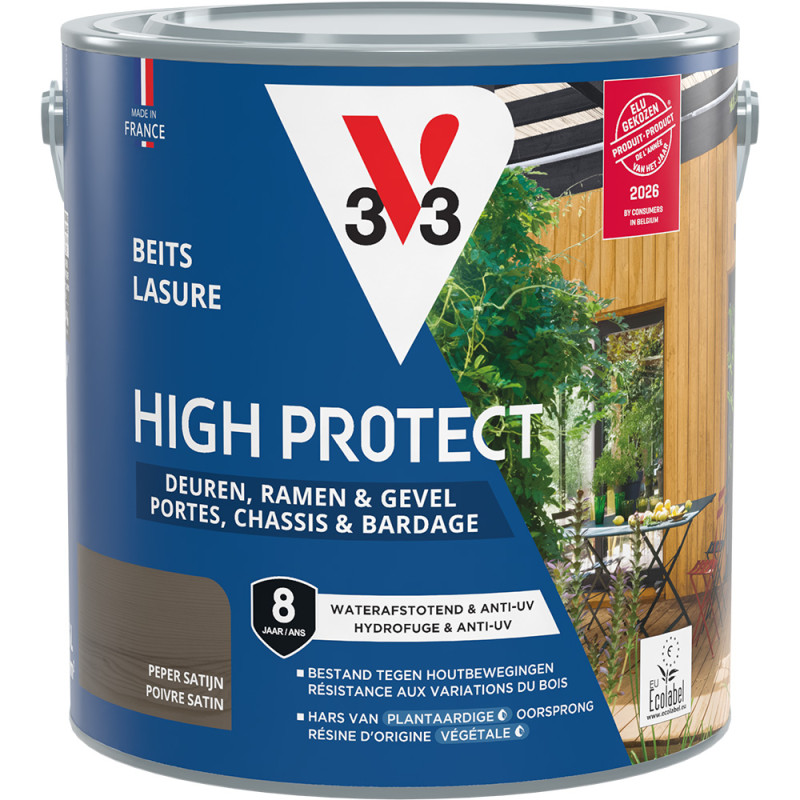 Lasure Bois V33 Haute Protection Poivre 2,5L Porte & Châssis | V33