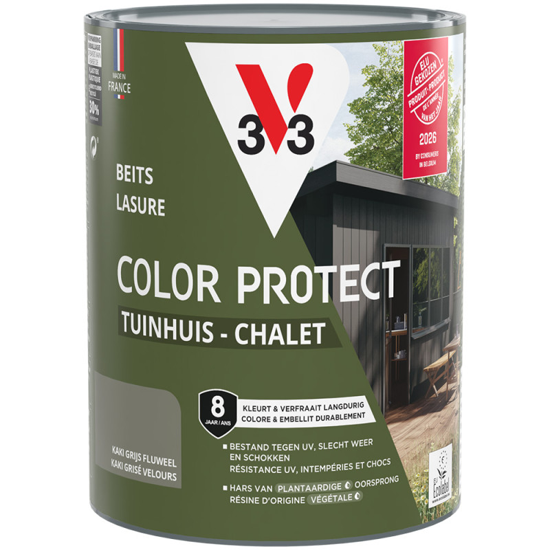 Lasure Chalet V33 Protection Couleur Kaki Grisé 0,75 L | V33