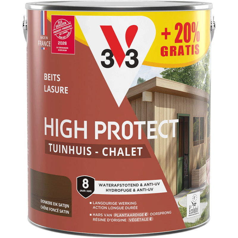 Lasure Chalet Haute Protection Chêne Foncé V33 - 3 L Gratuit | V33