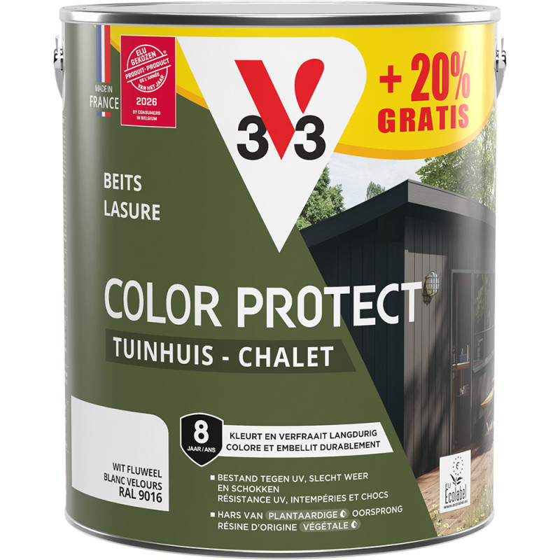 Lasure Chalet V33 Color Protect blanc 2,5 L + 0,5 L gratuit | V33