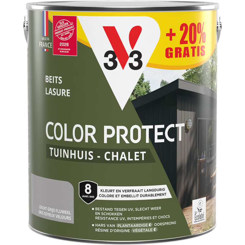 Lasure Chalet V33 Gris Soyeux Color Protect 2.5L+0.5L Gratuit | V33