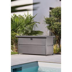 Coffre de rangement en acier graphite 135 x 65 x 69 cm