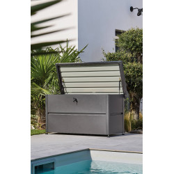 Coffre de rangement en acier graphite 165 x 85 x 69 cm