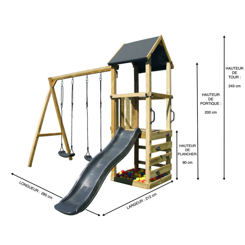 Portique en bois Lina anthracite