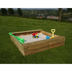 Bac à sable avec couvercle convertible 100 x 100 cm