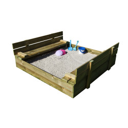 Bac à sable avec couvercle convertible 120 x 120 cm