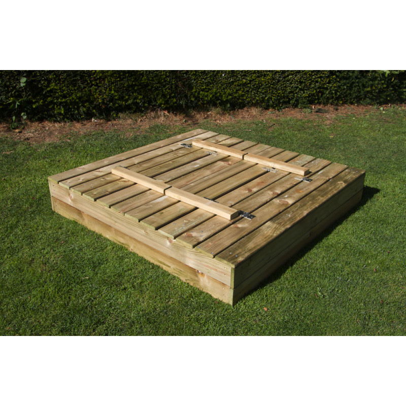 Bac à sable avec couvercle convertible 120 x 120 cm