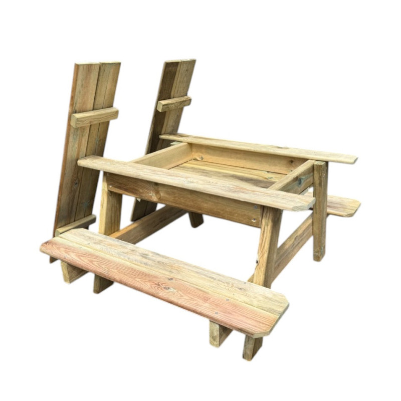 Table de jardin pique-nique avec bac à sable 99 x 89 x 50 cm