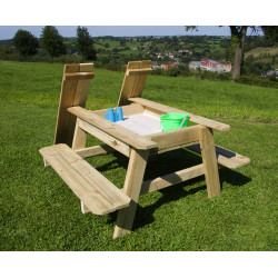 Table de jardin pique-nique avec bac à sable 99 x 89 x 50 cm