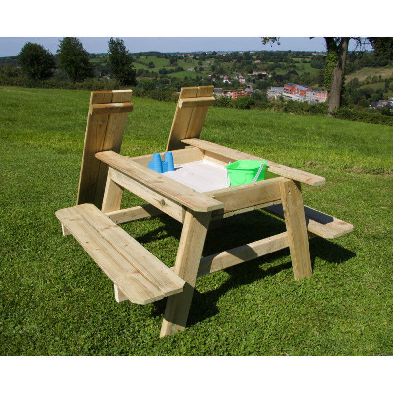 Table de jardin pique-nique avec bac à sable 99 x 89 x 50 cm